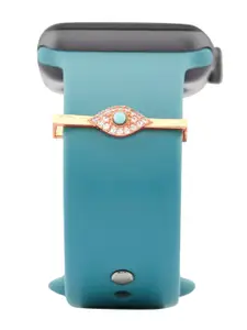 MINUTIAE Rose Gold-Plated White Stone Studded Evil Eye Pendant Watch Charm