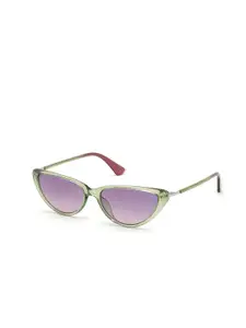 GUESS Women Purple Lens & Green Cateye Sunglasses with UV Protected Lens