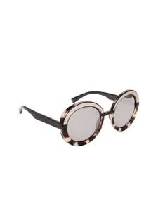 INVU Women Grey Lens & Brown Round Sunglasses with UV Protected Lens