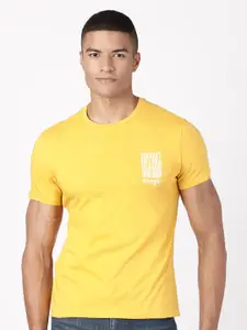 Wrangler Men Yellow Printed Cotton T-shirt