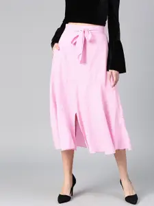 Bitterlime Women Pink Solid A-Line Skirts
