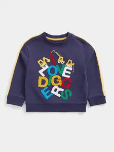 mothercare Boys Navy Blue Slogan Embroidered Pure Cotton Sweatshirt