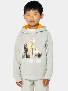 mothercare Boys Grey Photographic Printed Hooded Organic Cotton Sweatshirt