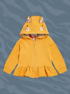mothercare Girls Mustard Yellow Pure Cotton Hooded Sweatshirt