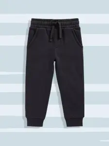 mothercare Boys Black Solid Pure Cotton Joggers