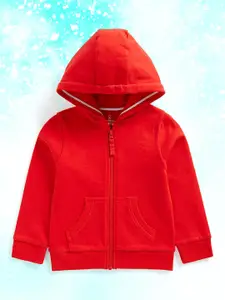 mothercare Infant Boys Red Solid Pure Cotton Hooded Sweatshirt