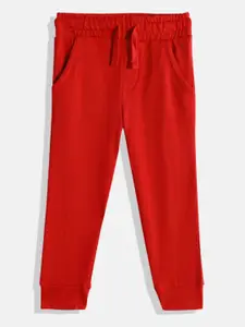 mothercare Boys Red Solid Cotton Joggers