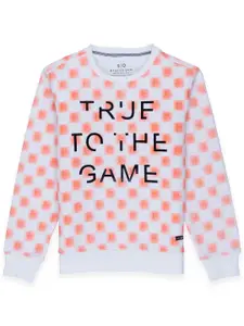 Status Quo Boys Orange Printed Sweatshirt