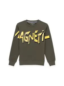 Status Quo Boys Olive Green Printed Sweatshirt