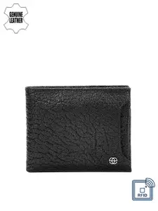 Eske Men Black Textured Leather Two fold Wallet