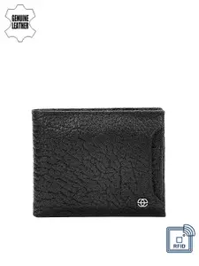 Eske Men Black Textured Leather Two fold Wallet