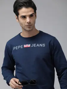 Pepe Jeans Men Navy Blue Printed Sweatshirt