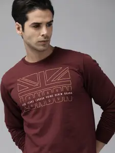 Pepe Jeans Men Maroon Printed Sweatshirt