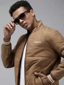 Pepe Jeans Solid Mock Collar Padded Jacket