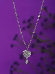 VANBELLE Silver-Toned & White Sterling Silver Rhodium-Plated Handcrafted Necklace