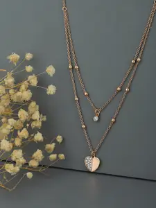 VANBELLE Rose Gold & White Sterling Silver Rose Gold-Plated Handcrafted Necklace