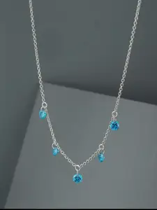 VANBELLE Silver-Toned & Blue Sterling Silver Rhodium-Plated Handcrafted Necklace