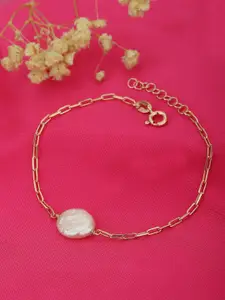 VANBELLE Women Rose Gold & Cream-Coloured Charm Bracelet