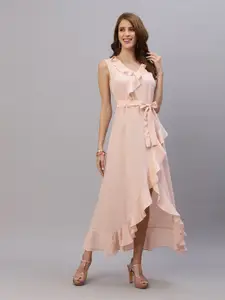 RAASSIO Pink Crepe Maxi Dress
