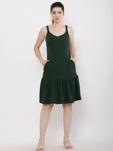 RAASSIO Green Crepe A-Line Dress