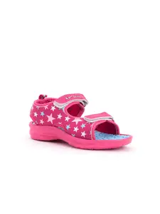 Khadims Girls Pink Printed Open Toe Flats