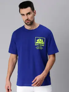 VEIRDO Blue Back Printed Cotton Oversize T-shirt