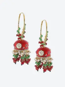Biba Red Contemporary Jhumkas Earrings