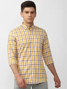 Van Heusen Sport Men Yellow Slim Fit Checked Casual Shirt