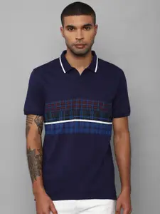 Allen Solly Sport Men Navy Blue & french middle red purple Striped Polo Collar T-shirt