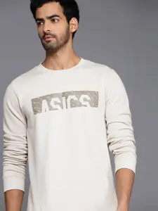 ASICS Men Grey Brand Logo Printed Sweatshirt