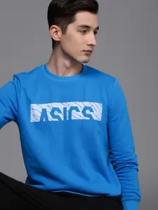 ASICS Men Blue Printed Sweatshirt