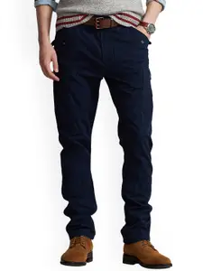 Polo Ralph Lauren Men Navy Blue Solid Slim Fit Ripstop Cargo Pants