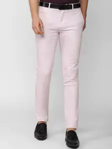 V Dot Men Pink Slim Fit Trousers