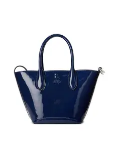 Polo Ralph Lauren Women Navy Blue Patent Leather Small Bellport Tote Handbags
