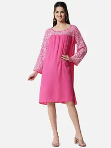 PARAMOUNT CHIKAN Pink Chikankari A-Line Dress