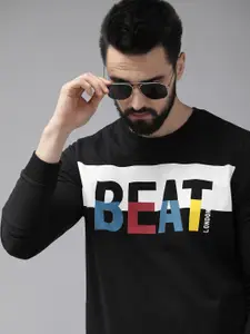 BEAT LONDON by PEPE JEANS Men Black Printed Pure Cotton Pullover Sweatshirt