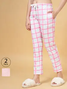 Dreamz by Pantaloons Women Pack of 2 Pink Printed Cotton Lounge Pants