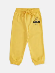 Pantaloons Baby Boys Mustard Printed Track Pants