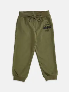 Pantaloons Baby Boys Olive Green Solid Cotton Joggers