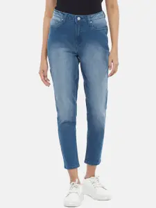 People Women Navy Blue Slim Fit Heavy Fade Jeans