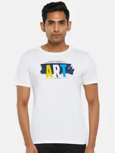 Urban Ranger by pantaloons Men White Typography Printed Applique Slim Fit T-shirt