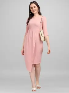 PURVAJA Peach-Coloured & blossom Midi Dress