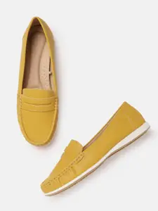 Allen Solly Women Mustard Yellow Solid Penny Loafers