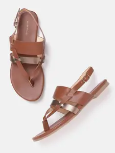 Allen Solly Women Brown Solid Open Toe Flats