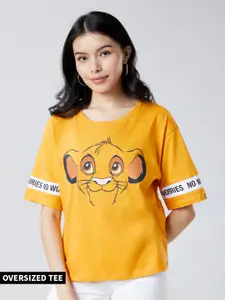 The Souled Store Women The Lion King Super Simba Print Oversized T-Shirt