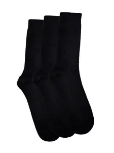 VINENZIA Men Pack Of 3 Black Solid Calf-Length Socks