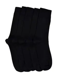 VINENZIA Men Pack of 5 Black Solid Cotton Calf Length Socks