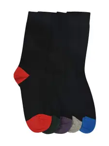 VINENZIA Pack of 5 Men Black Cotton Calf-Length Socks