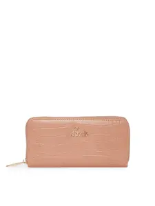 Lavie Glossy Sacy Women Pink Animal Textured Zip Around Wallet