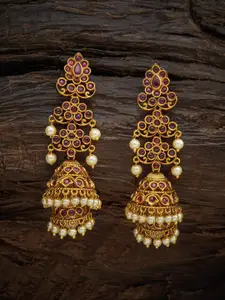 Kushal's Fashion Jewellery Kushal's Fashion Jewellery Red Classic Jhumkas Earrings
